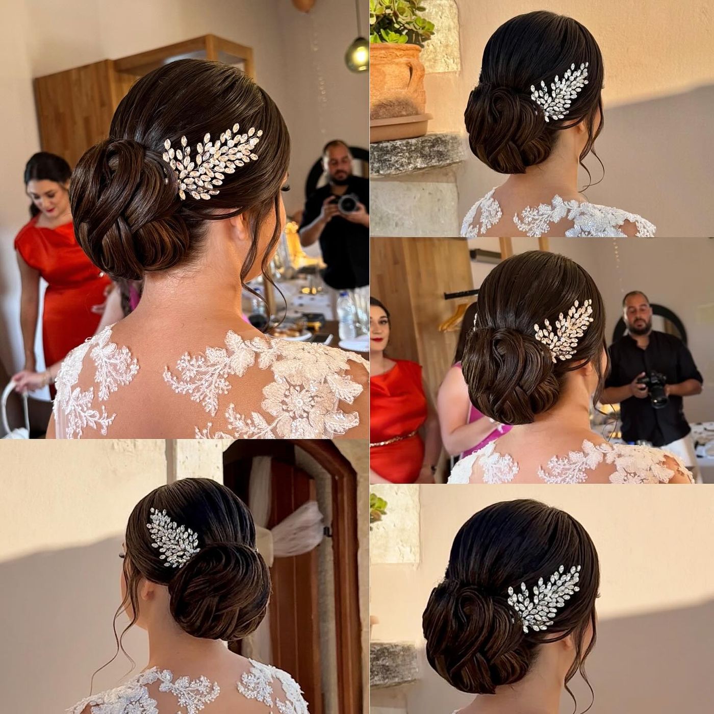 Κρυστάλλινο hair vine σε ψηλή νυφική αλογοουρά